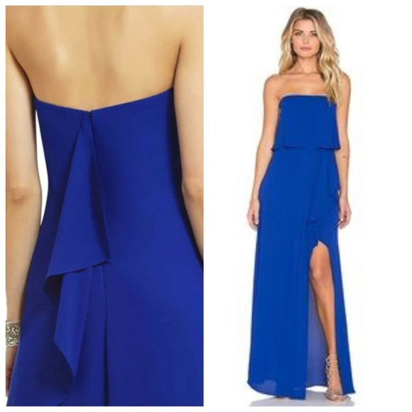 BCBGMaxAzria Dresses & Skirts - BCBGMaxAzria Grace Strapless Dress Draped Flowy Maxi Blouson Royal Blue Gown 2